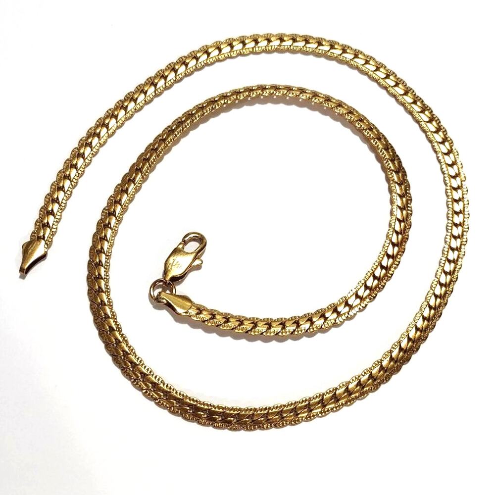 18k Gold Plated Necklace Cuban Snake Chain Style Birthday Christmas Gift